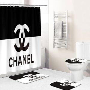 black and white Chanel shower curtain